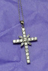 Estate HAROLD TRUJILLO Cross Pendant With White Zircon Stones Sterling 18" chain — photo 1