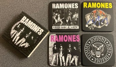 BRANDNEU IN BOX, HALF MOON BAY RAMONES UNTERSETZER SET, 4 X PUNK ROCK DESIGNS