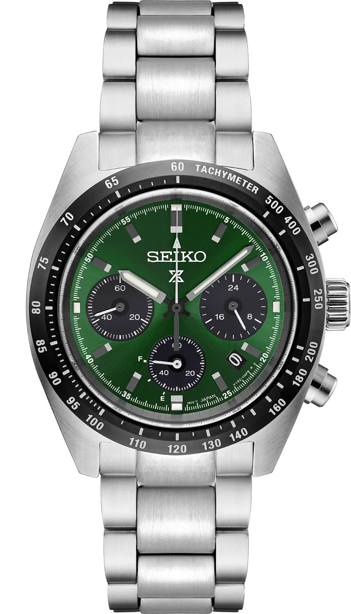 Seiko SSC933 Speedtimer Solar Chronograph Men's Watch Green Dial