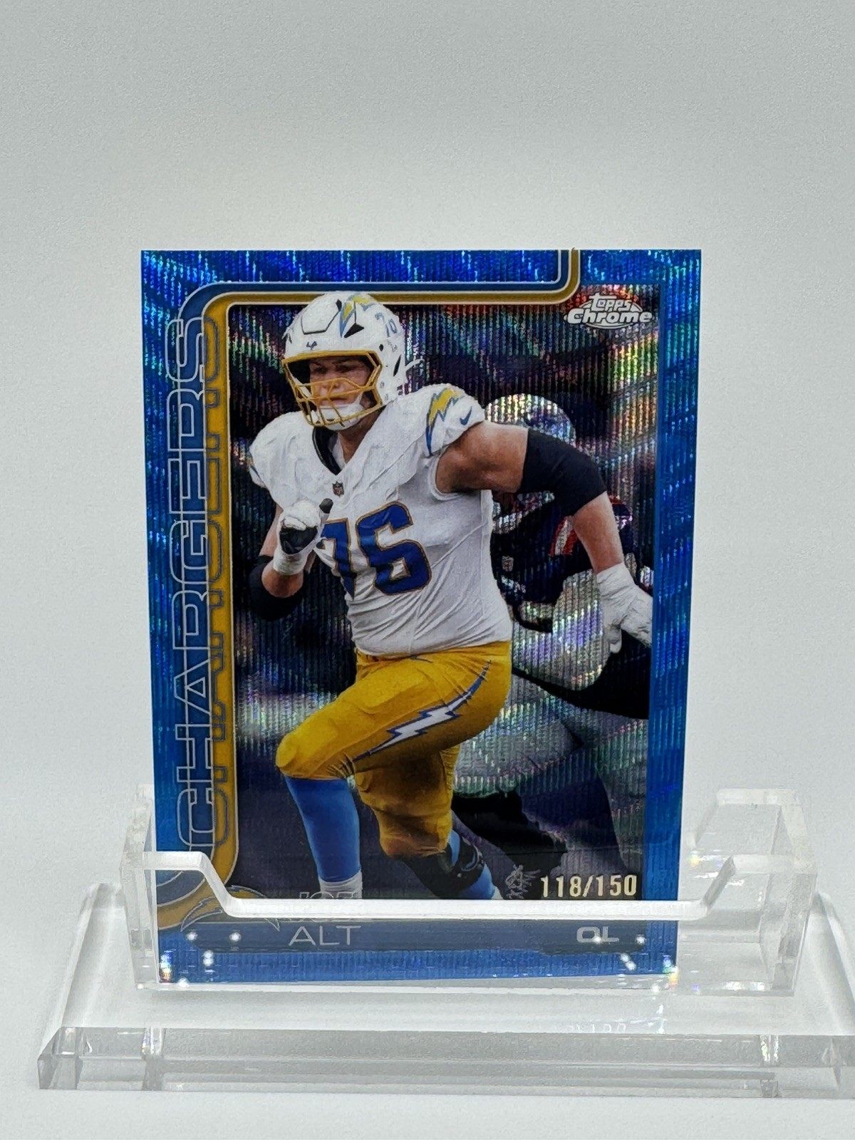 2025 Topps Chrome Joe Alt Blue Wave Refractor #118/150 Chargers
