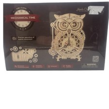 ROKR Owl Clock LK503 3D 161 Piece Wooden Mechanical Puzzle Building Kit New 2021