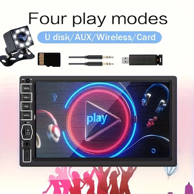 7-Inch HD Car Stereo Radio 2Din MP5 Multimedia Player Cameras,FM/USB/AUX,SD
