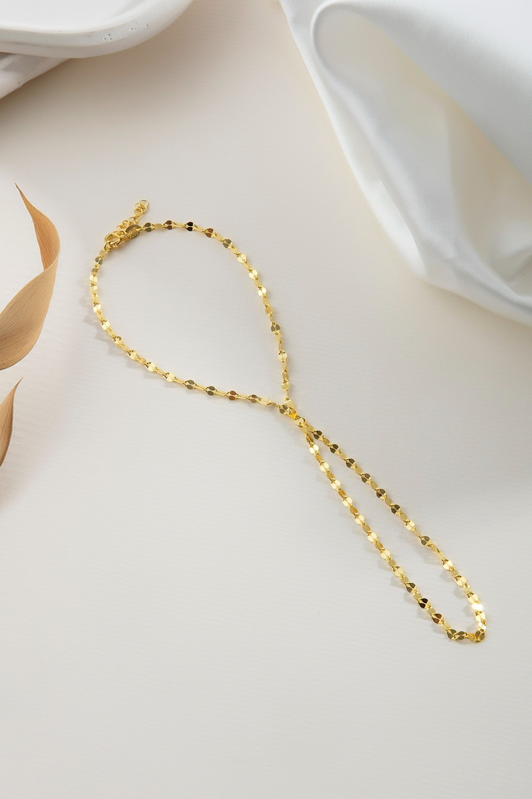 Brazalete enchapado en oro amarillo de 18 quilates arnés de cadena de mano de plata 925 tobillera esclavo