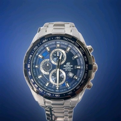 Men's Casio Edifice EF539D-2A Blue Dial Chronograph Tachymeter Stainless Steel.
