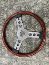 18 Chrome Steering Wheel With Dark Wood Mahogany Grip - 5 Hole