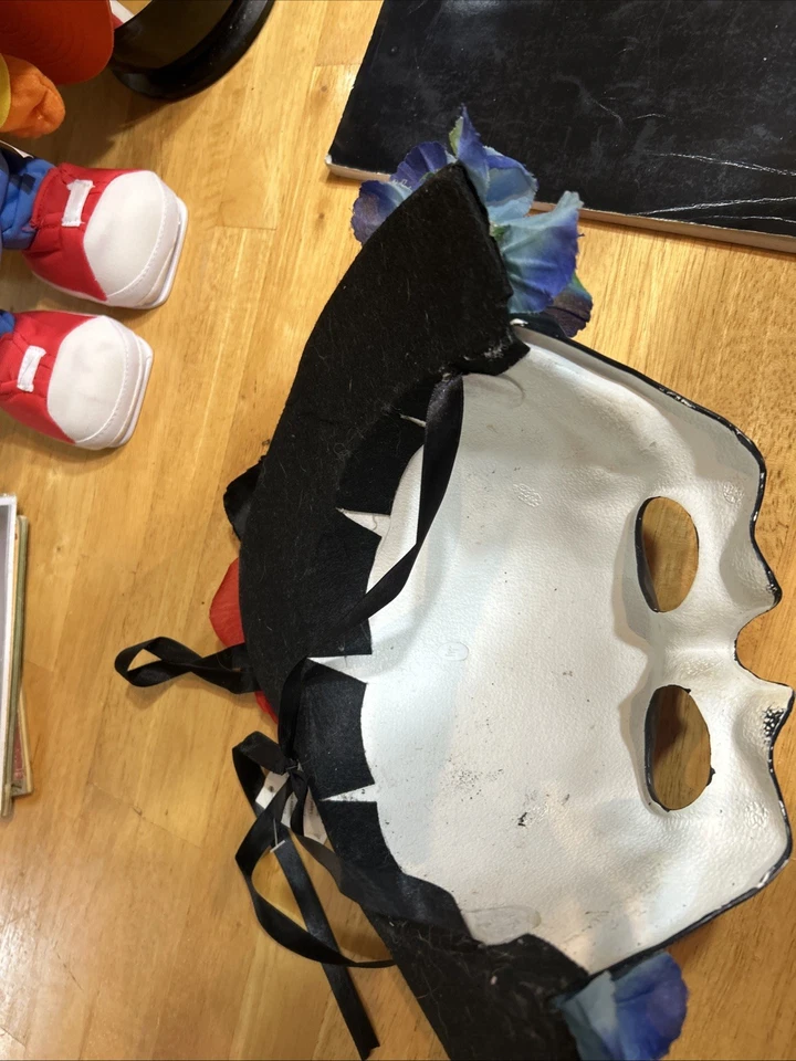 Day of the Dead Mask | Dia de los Muertos Masquerade Mask Black & Red Floral - Image 2 of 3