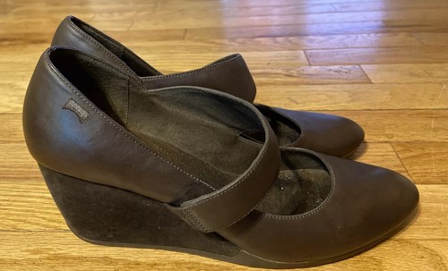 🌼Camper Brown Mary Jane Heels Wedges Shoes Size 40 - Picture 3 of 8