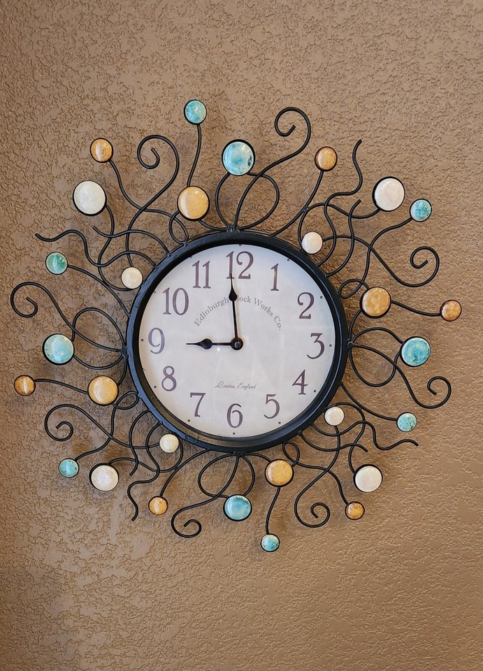 Vintage Edinburgh Clock Works Co. Wall Clock MCM London England Works