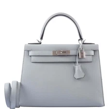 Hermes Kelly 28 Sellier Bleu Glacier Epsom