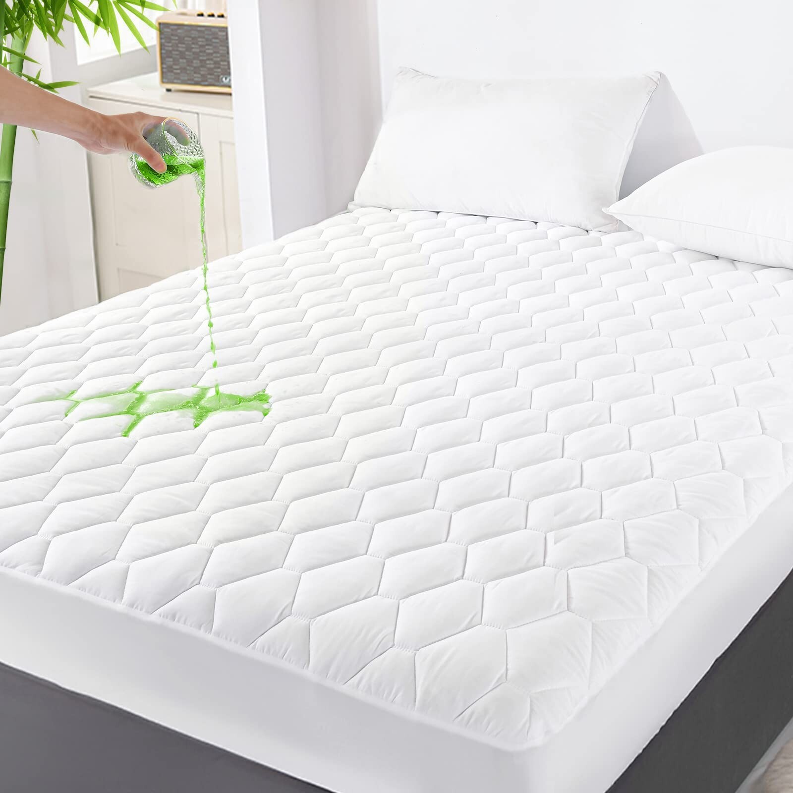 GRT Twin XL Mattress Protector Waterproof, Rayon from Bamboo, Cooling Quilted...