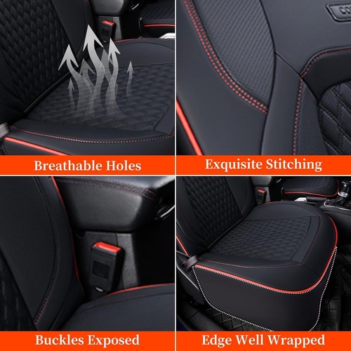 2018-2024 FOR JEEP WRANGLER JL JK LEATHER FRONT SEAT COVER SET RED LINE COVERADO - Picture 5 of 9