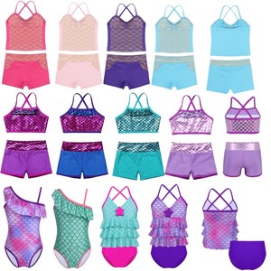 Girls-Kids-Two-piece-Halter-Swimwear-Bikini-Tankini-Swimsuit-Swimming-Costume