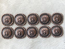 Lot of 10 1.5 Antique Copper Indian Head Conchos