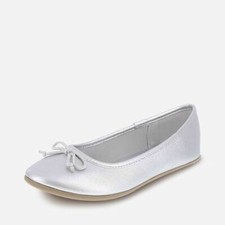 Zoe  Zac Girls' FAE Pink White Silver Rose Gold String Tie Ballet Flat Shoes