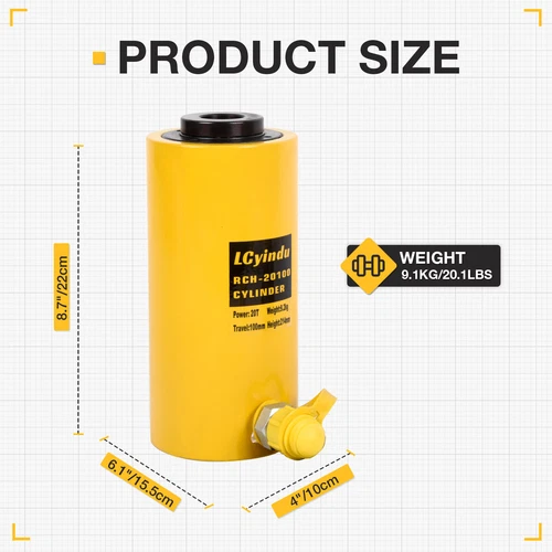 RCH-20100 Hollow Hydraulic Jack Stroke Single Acting Hollow Plunger Cylinder - Bild 4 von 13