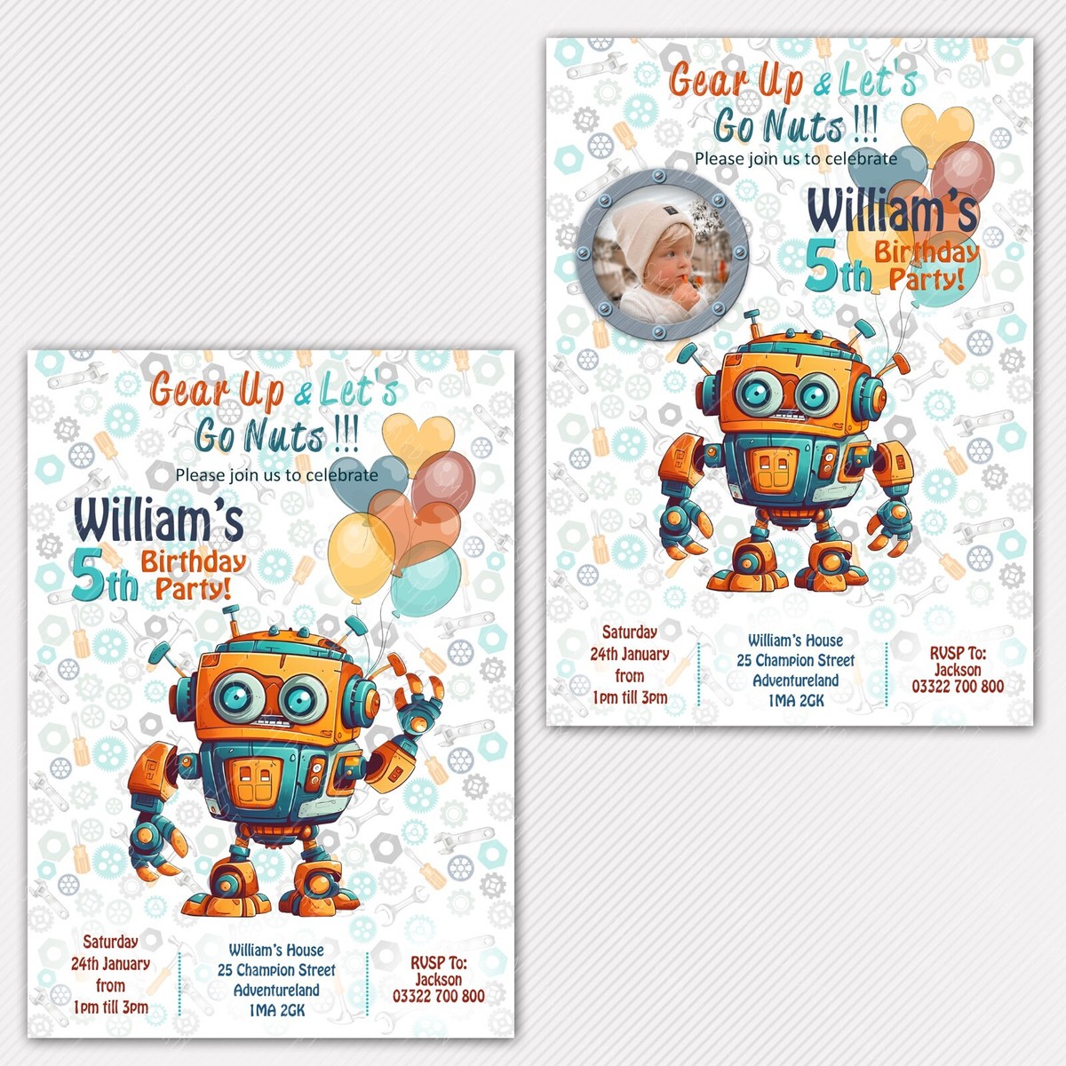 Robot Birthday Party Invitation Invitation: Robot Themed Party