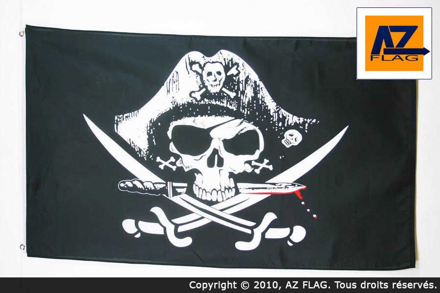 BANDIERA PIRATA SCIABOLA 180x120cm - GRAN BANDIERA DEI PIRATI – TESCHIO 120 x 18