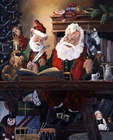 Santa Checking the List Oil painting Art Printed on canvas L2767