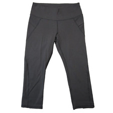 Athleta Leggings M Black Crop Stash Pocket Mid Rise Performance Athleisure Yoga