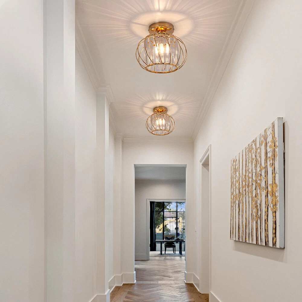 Mini Crystal Ceiling Light Fixture Semi Flush Mount Chandelier