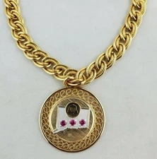 Vintage 14K Yellow Gold Bell Systems Ruby Charm Pendant Gold Filled Bracelet 14g