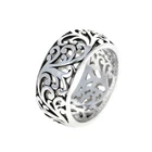 Sterling Silver Ring, Filigree Band Ring, .925 Silver, Vintage Design, Wide Ring