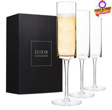 3 pcs Champagne Flutes Edge 6oz Champagne Glass Modern & Elegant Premium Crystal
