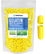 Size 0 Yellow Empty Gelatin Capsules Gelcaps Pills Kosher Caps