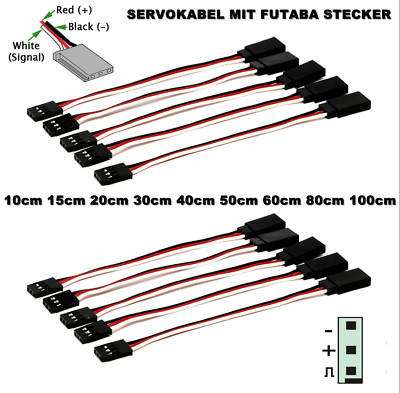   Futaba Servokabel 10cm 15cm 20cm 30cm 40cm 60cm 80cm 100cm Servo Verlängerung 