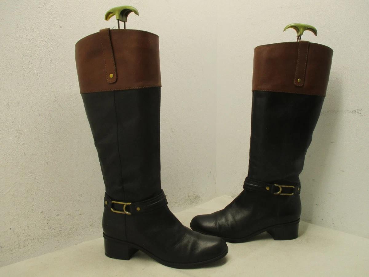 Bandolino Coloradee W Black Leather Zip Wide Calf Riding Boots