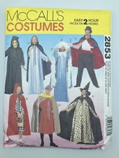 McCall Easy Costume 2853 Pattern Cape Tunic Miss Boys Men Magician Cut Tunic Lg