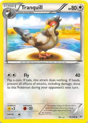 Pokemon, Roaring Skies, 4x Tranquill 79/108 , Non Holo , New, NM/M