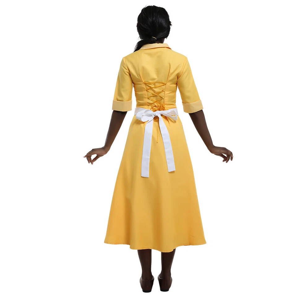 Mujeres Princesa Tiana Amarillo Camarera Vestido Juegos con disfraces Disfraz Conjunto con Enagua Foto 3 de 4