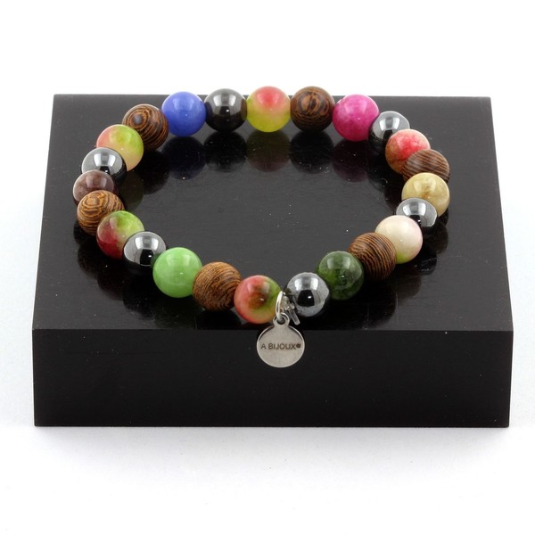 Armband Perlen Multicolor Turmalin + Wassermelonen Turmalin + Hergestellt In F-image
