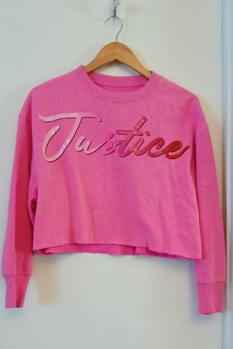 Justice Girls Cropped Sweatshirt Pink Size M - Picture 4 of 4