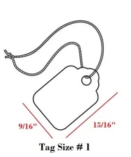 1000 Blank White Merchandise Price Tags with Strings Size #1 Retail Strung Label