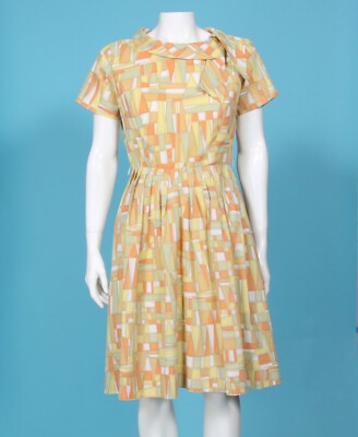 Vintage 1970s Lady Carol Flirty Colors Dress size S/M Retro Maisel Yellow - 626