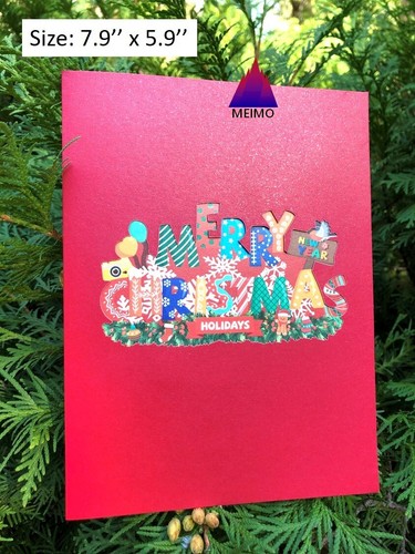 3D Pop Up Greeting Card Merry Christmas Holidays Winter Family Friends School - Picture 8 of 9