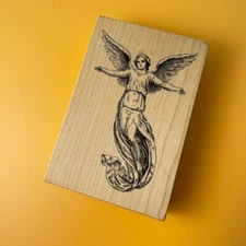 Angel Watching Over You~Celestial~Rubber Stamp~ 3"X 4.25"~Stampa Rosa I 59-749