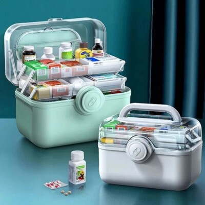 Storage Box for Home Medicine Large Capacity Multi-Layer Plastic Cosmetics Box 