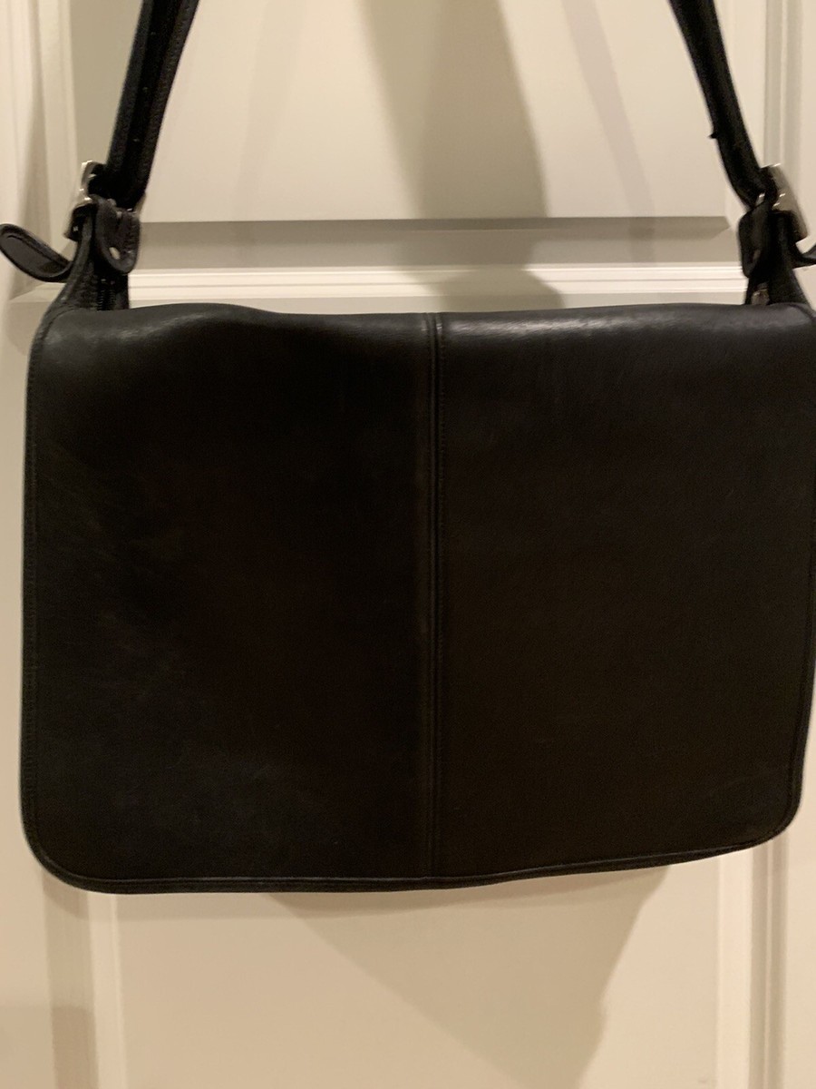 Coach Black Leather Messager Bag Briefcase w/Adjustable Strap