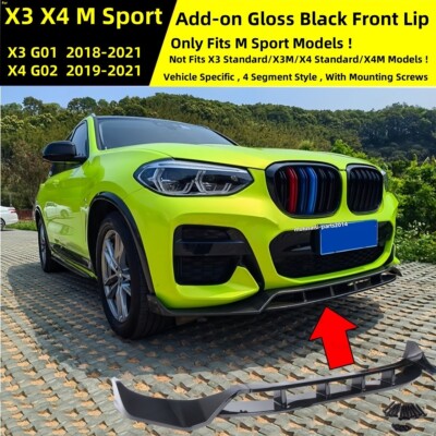 FOR 2018-2021 BMW X3 G01 / X4 G02 M SPORT FRONT BUMPER LIP SPLITTER GLOSSY BLACK