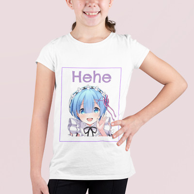 ANIME Girl Bio Baumwolle Kinder T-Shirt - Rem Re:ZERO Kawaii Smiling