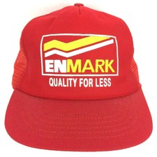 Vtg Enmark Hat Quality For Less Cap Logo Mesh Snapback Trucker Baseball Made USA
