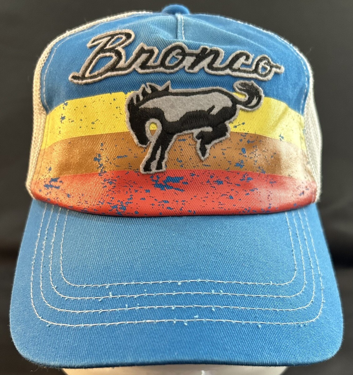 Ford Bronco Embroidered Patch Blue Mesh Back Adjustable Size