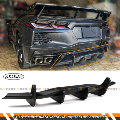 For 20-26 Corvette C8 Z51 Stage 3 GT Style AMPP Matt Black Rear Bumper Diffuser