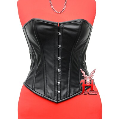 Vollbrust Korsett Schwarz Leder Gothic Overbust Korsett Damen | Leather Corset
