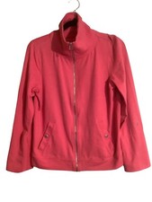 Relaxed By Charter Club Women Pink Jacket Full Zip Snap Pockets Roll Up Sleeve M