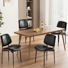 Dining Chairs Set of 4, Mid-Century Modern Upholstered PU Leather Chairs with Wa
