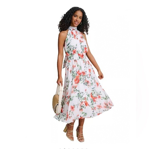 sachin and babi light blue dress BHLDN Floral Chiffon Plunge Long-Sleeve Ruffle Maxi Dress